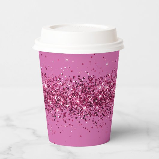 Pink Chic Glitzer Sparkle Pappbecher (Links)