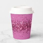 Pink Chic Glitzer Sparkle Pappbecher (Rückseite)