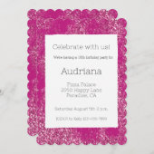 Pink Chic Glitzy Glitzer Sparkle 16. Geburtstag Einladung (Vorne/Hinten)