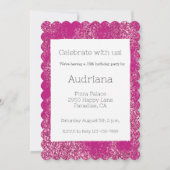 Pink Chic Glitzy Glitzer Sparkle 16. Geburtstag Einladung (Vorderseite)