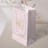 Pink | Chic Imitats Gold Monogram Begrüßung Kleine Geschenktüte