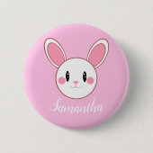 Pink Chic Modern Niedlich Fluffy Bunny Rabbit Button (Vorderseite)