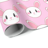 Pink Chic Modern Niedlich Fluffy Bunny Rabbit Geschenkpapier (Rolleneckpunkt)