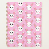 Pink Chic Modern Niedlich Fluffy Bunny Rabbit Planer (Vorderseite)