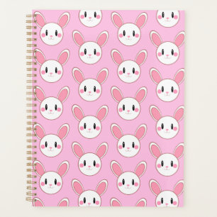Pink Chic Modern Niedlich Fluffy Bunny Rabbit Planer