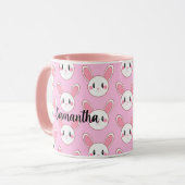 Pink Chic Modern Niedlich Fluffy Bunny Rabbit Tasse (Vorderseite Links)