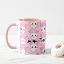 Pink Chic Modern Niedlich Fluffy Bunny Rabbit Tasse