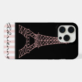 Pink Chic Paris Eiffel Tower iPhone Hülle (Rückseite (Horizontal))