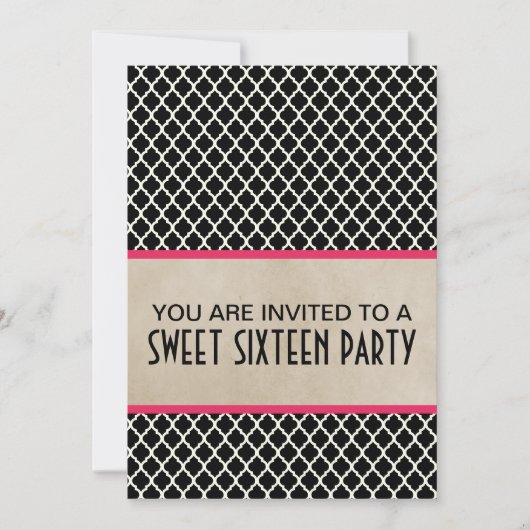 Pink Chic Quarto Sweet 16 Einladung (Vorderseite)