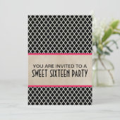 Pink Chic Quarto Sweet 16 Einladung (Stehend Vorderseite)