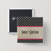 Pink Chic Quatrefolie Sweet 16 Taste Button (Vorne & Hinten)