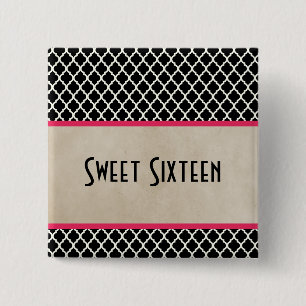 Pink Chic Quatrefolie Sweet 16 Taste Button