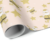 Pink Chic Santa Gold und Stars Muster Geschenkpapier (Rolleneckpunkt)