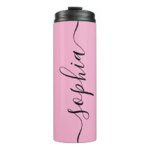 Pink Chic Script Custom Name Thermal Tumbler