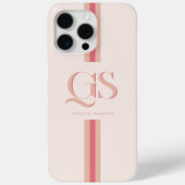 Pink | Chic Stripes Monogramm Case-Mate iPhone Hülle (Rückseite)