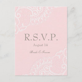 Pink Chic Vintag Elegance Hochzeit RSVP Einladungspostkarte