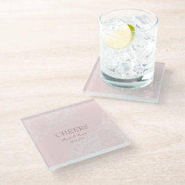 Pink Chic Vintag Elegant Lace Wedding Cheers Glasuntersetzer