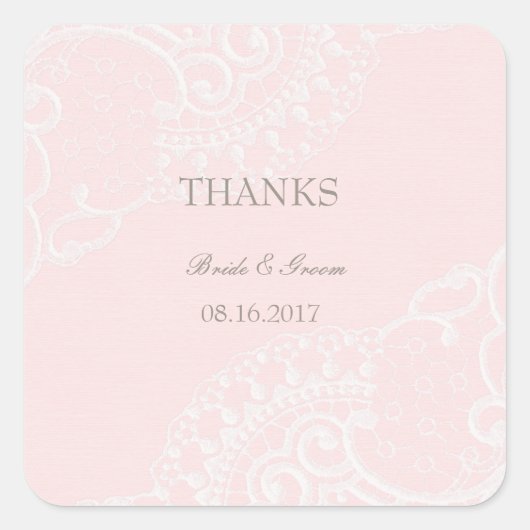 Pink Chic Vintag Elegante Hochzeit Quadratischer Aufkleber (Vorderseite)