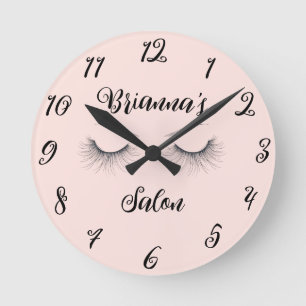 Pink Chic Wispy Eyelashes Salon Personalisiert Runde Wanduhr