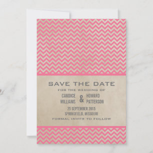 Pink Chic Zickzack Save the Date einladen