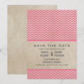 Pink Chic Zickzack Save the Date einladen (Vorne/Hinten)