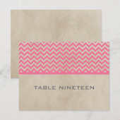 Pink Chic Zickzack Tischnummer Postkarte (Vorne/Hinten)