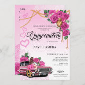 Pink Chicana Lowrider Chola Quinceanera Einladung (Vorne/Hinten)