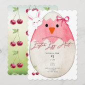 Pink Chick Oster Egg Hunt Bunny Coquette Bow Einladung (Vorne/Hinten)