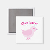 Pink Chick Runner Magnet (Vorderseite/Rückseite)