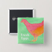 Pink Chicken Farm Frische Eier Button (Vorne & Hinten)