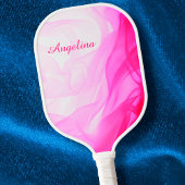 Pink Chiffon Abstrakt Elegante Individuelle Name Pickleball Schläger