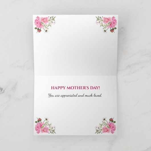 Pink Chiffon Rose Glücklich Muttertag Karte (Innenseite)