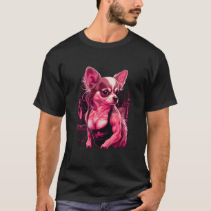 Pink Chihuahua Fitness Girl Gym Sport Dumbell Wom T-Shirt