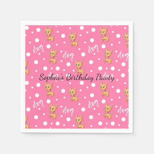 Pink Chihuahua Paper Napkins Serviette (Vorderseite)