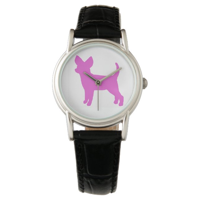 Pink Chihuahua Watch Armbanduhr (Vorderseite)