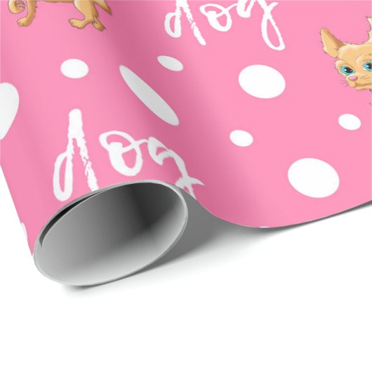 Pink Chihuahua Wrapping Paper Geschenkpapier (Rolleneckpunkt)
