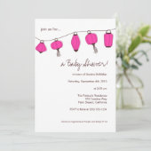 Pink Chinesisch Laterne Einladungen, 12x18 Einladung (Stehend Vorderseite)