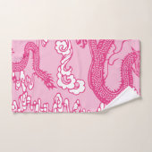 Pink Chinesisches Drachenmuster Badhandtuch Set (Handtuch)