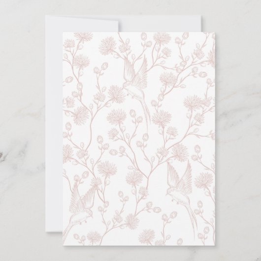 Pink Chinoiserie 1. Geburtstag Einladung (Rückseite)