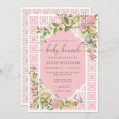 Pink Chinoiserie Baby Brunch Einladung - Trianon (Vorne/Hinten)