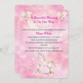 Pink Chinoiserie Baby Shower Invitation Einladung (Vorne/Hinten)