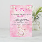 Pink Chinoiserie Baby Shower Invitation Einladung (Stehend Vorderseite)