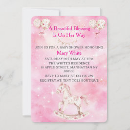 Pink Chinoiserie Baby Shower Invitation Einladung
