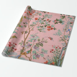 Pink Chinoiserie Bird Blumenzauber Geschenkpapier