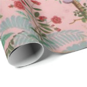 Pink Chinoiserie Bird Blumenzauber Geschenkpapier (Rolleneckpunkt)