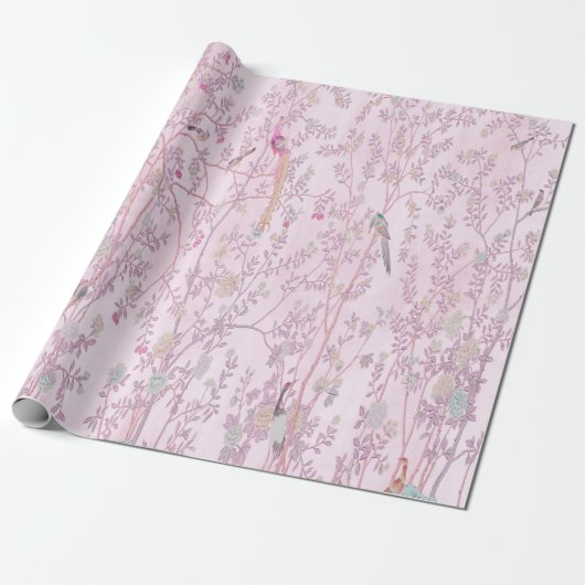 Pink Chinoiserie Bird Decouver Geschenkpapier (Ungerollt)