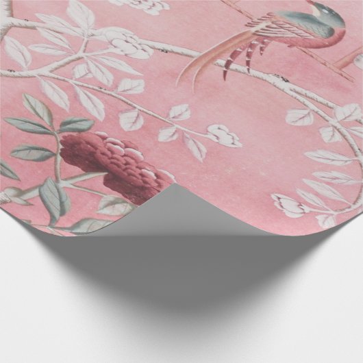 Pink Chinoiserie Bird Decouver Geschenkpapier (Ecke)