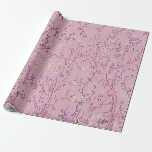 Pink Chinoiserie Bird Decouver Geschenkpapier (Ungerollt)