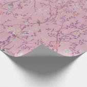 Pink Chinoiserie Bird Decouver Geschenkpapier (Ecke)