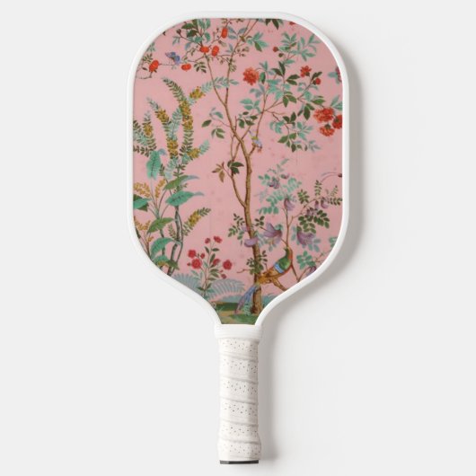Pink Chinoiserie Bird Floral Elegant Pickleball Schläger (Vorderseite)